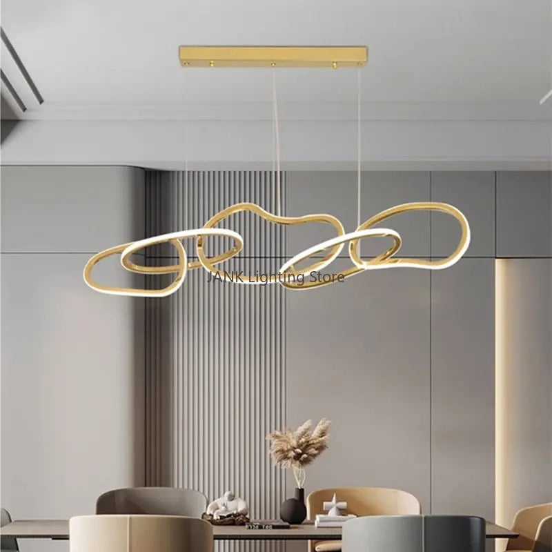 Axyaa Stainless Steel LED Chandelier: Nordic Luxury Circles Interlocking Lamp