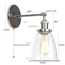 Axyaa Single Arm LED Wall Lamp Glass Iron Vintage Retro Stair Light Fixture