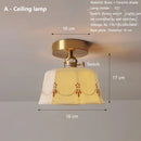 Axyaa Brass Ceramic Pendant Ceiling Lamps with Switch, Modern Hanging Lighting Fixtures