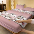 Axyaa Cute Kitten Printed Fleece Bed Sheet - Modern Brushed Bed Cover for Bedroom