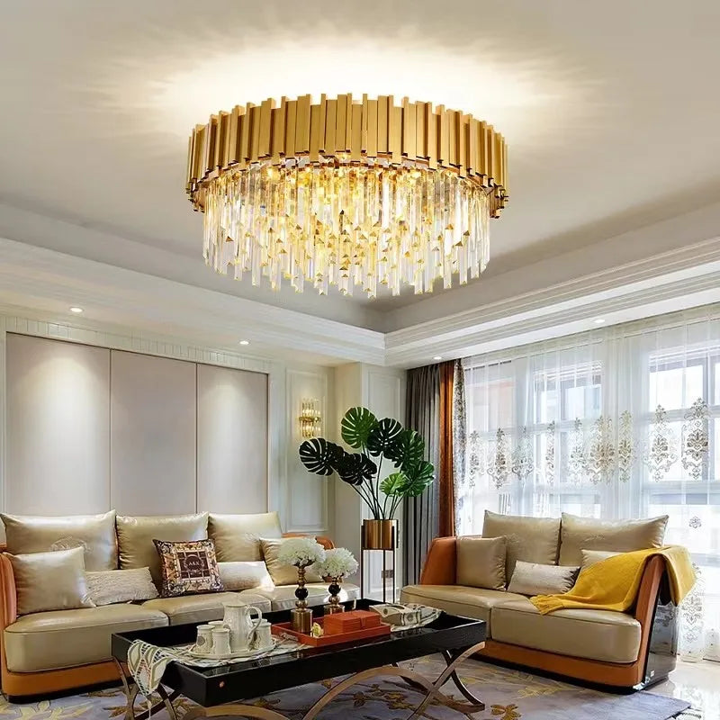 Luxury Crystal Chandeliers: Axyaa Golden Metal Nordic Pendant Lights