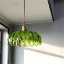 Stained Glass Pendant Lights by Axyaa - Green & White Vintage Art for Kitchen & Dining Room