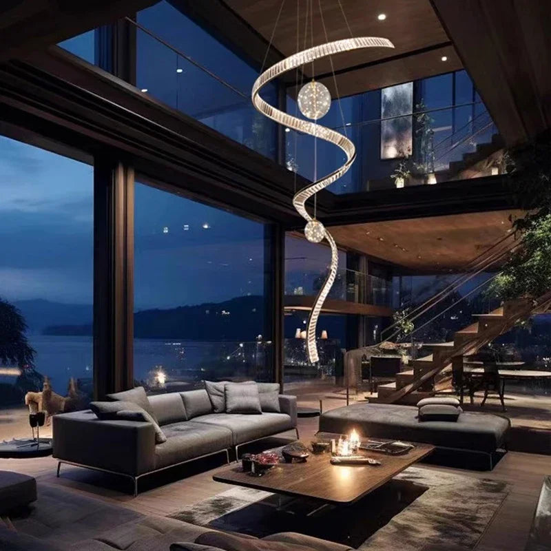 Axyaa Rotating Crystal Chandelier for Modern Villa Interior Lighting