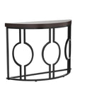 Axyaa Industrial Half Moon Console Table, 43 Inch, Geometric Base, Wood Accent