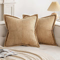 Axyaa Corduroy Boho Striped 18x18 Inch Throw Pillow Covers for Couch Sofa