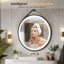 Axyaa LED Round Bathroom Mirror 600/700/800mm Anti-fog Dimmable Wall Mirror with Leather Belt