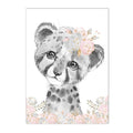 Axyaa Pink Flower Animals Baby Name Canvas for Girls Bedroom