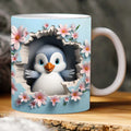 Axyaa Flower Penguin Ceramic Coffee Mug Office Cup for Ladies Children Birthday Gift