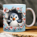 Axyaa Flower Penguin Ceramic Coffee Mug Office Cup for Ladies Children Birthday Gift