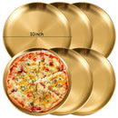 Axyaa Gold Stainless Steel Round Shallow Tray Plate Set for BBQ, Camping, Picnic