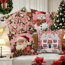 Axyaa Christmas Pillowcase: Festive Santa Claus Snowman Cover for Living Room and Sofa
