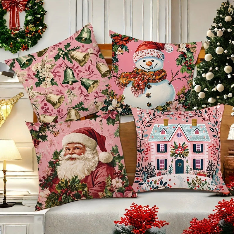 Axyaa Christmas Pillowcase: Festive Santa Claus Snowman Cover for Living Room and Sofa