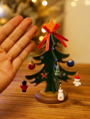 Axyaa Handcrafted Wooden Christmas Tree Ornament Green Festive Table Centerpiece