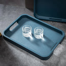 Axyaa Blue Bamboo Binaural Tea Tray – Elegant Wooden Tray for Storage and Serving