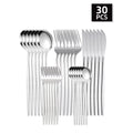 Axyaa 30pc Stainless Steel Cutlery Set with Steak Knives, Fruit Forks, and Dessert Spoons