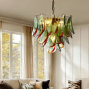 Axyaa Blue Glass Petal LED Pendant Chandelier for Home Decor Lighting
