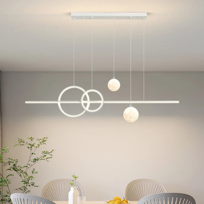 Axyaa Nordic Minimalist Dining Table Chandelier - Modern Black & White LED Pendant Lights