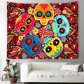 Axyaa Day of the Dead Skull Tapestry: Boho Room Decor Wall Hanging