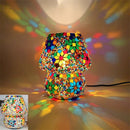 Mosaic Glass Mushroom Table Lamps by Axyaa: LED Night Lights for Bedroom Decor