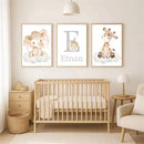 Axyaa Elephant Giraffe Nursery Wall Art Canvas Poster for Kids Room