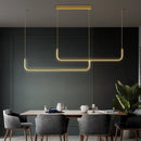 Axyaa Gold LED Strip Chandelier: Modern Hanging Pendant for Kitchen, Restaurant, or Indoor Lighting