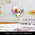 Axyaa Large Crystal Glass Hand-Painted Floral Goblet Red Wine Glass - Chinese Antique Style