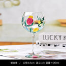 Axyaa Large Crystal Glass Hand-Painted Floral Goblet Red Wine Glass - Chinese Antique Style