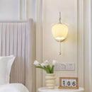 Axyaa French Cream Orchid Iron Wall Lamp - Retro Glass Bedhead Sconce Light