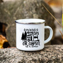 Axyaa Campfire Enamel Mug | Happy Camping Adventure Cups | Camper Van Gift