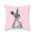 Floral Animal Painting Pillowcase Pink Cat Dog Llama Sofa Cushion Cover Home Decor