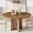 Axyaa 39" Round Conference Table for 4, Sturdy Wooden Meeting Table, Rustic Office Furniture