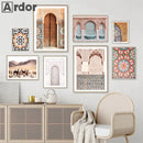 Axyaa Moroccan Arabesque Canvas Poster - Islamic Wall Art Decor for Living Room