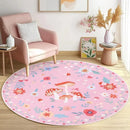 Axyaa Mushroom Floral Round Rug: Non-slip, Washable, Luxury Decor for Living Room & Bedroom.