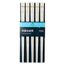 Axyaa White Metal Alloy Chopsticks Set - 5 Pairs Reusable Japanese Chinese Korean Tableware