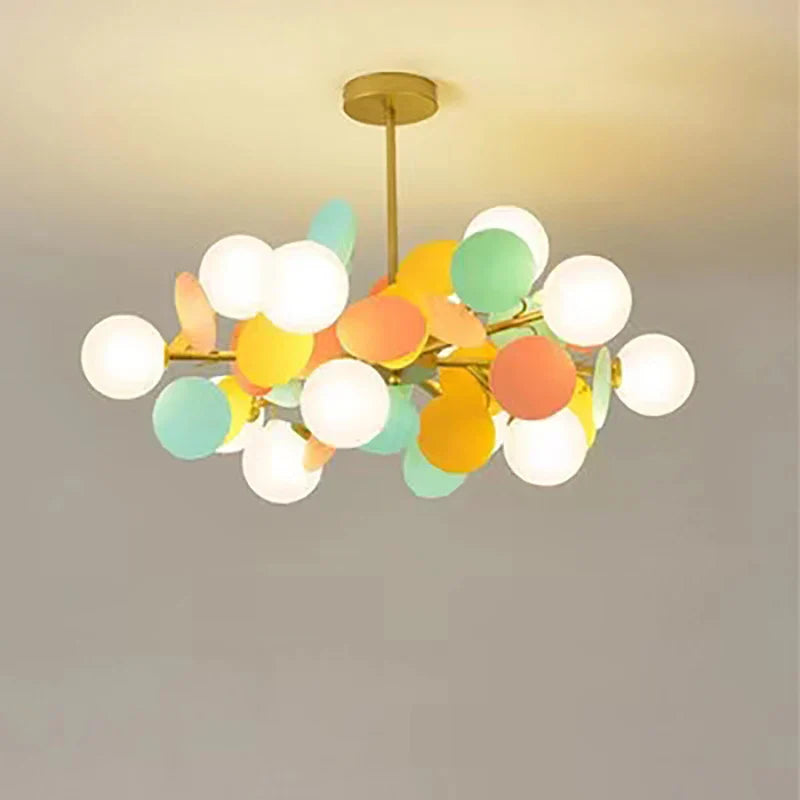 Scandinavian Chandelier Colorful Magic Bean Tree Branch Light by Axyaa