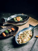 Axya Ceramic Fish Plate for Steamed Fish and Sushi