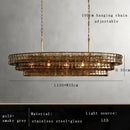 Axyaa Smoke Gray Glass Chandeliers: Classic Round Gold Lustres for Home Ceiling Lighting