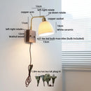 Axyaa Vintage Brass Ceramic LED Wall Lamp with Pull Chain Switch