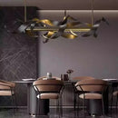 Axyaa Stainless Steel LED Chandelier for Nordic Home Decor & Modern Dining Room Lighting