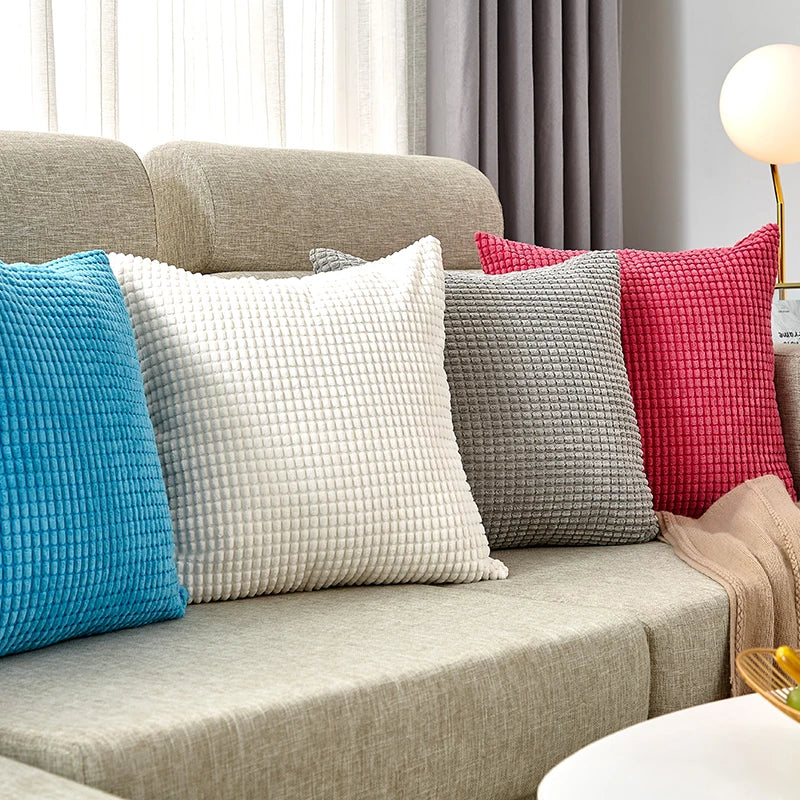 Axyaa Velvet Corduroy Pillow Cover 45x45cm: Super-Soft Striped Sofa Cushion for Romantic Home Decor