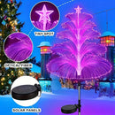 Axyaa Solar Fountain LED Lights Color Changing Christmas Tree with Stars