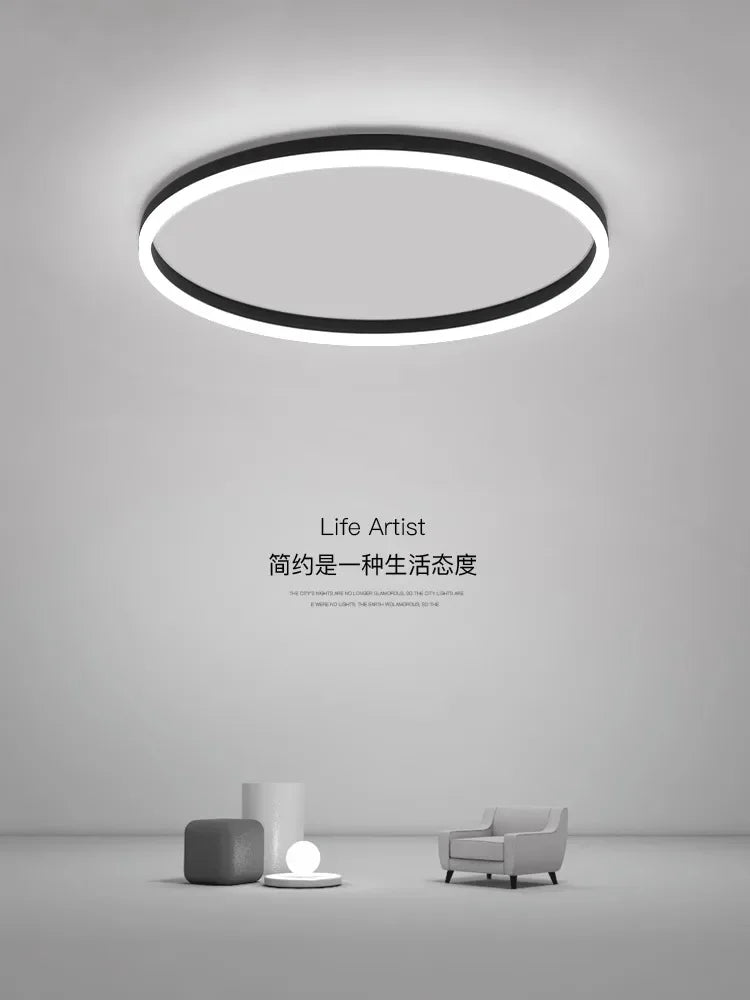 Axyaa Circle LED Ceiling Light - Dimmable Modern Minimalist Nordic Bedroom Chandelier