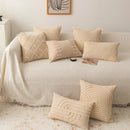 Axyaa Beige Tassel Cushion Cover 45x45cm Solid Cotton Linen for Home Sofa Bed Decor