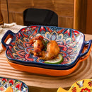Axyaa Bohemian Double Ear Square Ceramic Plate 9-inch