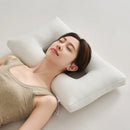 Axyaa White Knitted Cotton Ear Protector Design Neck Health Care Pillow