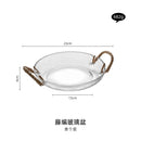 Axyaa Rattan Glass Plate: Japanese-Inspired, Retro Snack & Salad Server