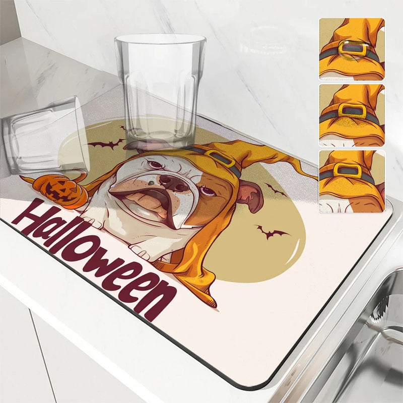 Axyaa Halloween Law Dry Coffee Mat - Absorbent Dish Placemat