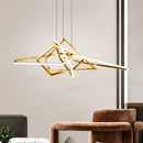 Axyaa Gold Irregular Shape LED Pendant Lights - Dimmable Steel Chandelier for Modern Living Room