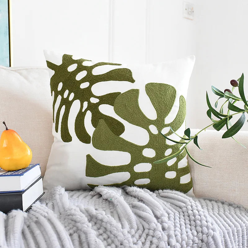 Tropical Plant Pattern 3D Cushion Cover 45x45cm for Living Room Sofa by Axyaa