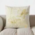 Axyaa Golden Floral & Palm Leaf Print Pillow Cover for Sofa, Bedroom, Car